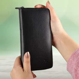 Zoozie Bags Cartera de Piel Auténtica Negra